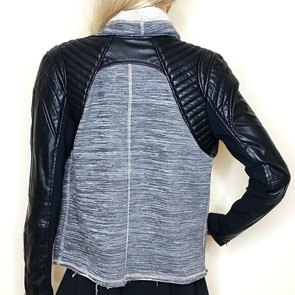 BlankNYC Drape Front Jacket with Faux Leather - Picture 8 of 15